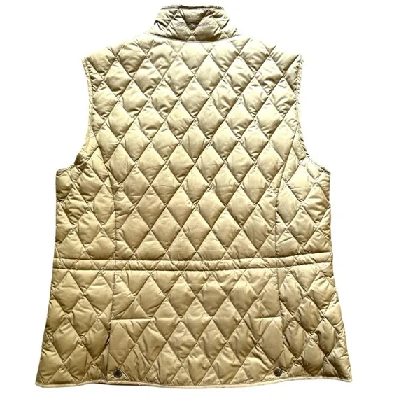 Eddie Bauer Down Quilted Vest Women’s Large Tan Orange Reversible Lightweight - Picture 2 of 8